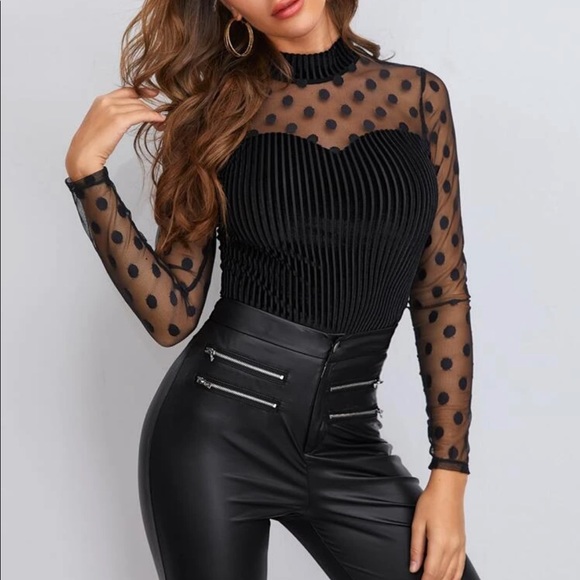 Tops - Black Mesh Top